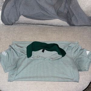 Adidas Falconhead Golf Club Green and White Striped Polo